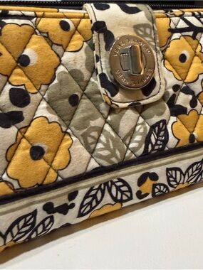 Vera Bradley Yellow Floral Quilted Wallet with Turn-Lock
